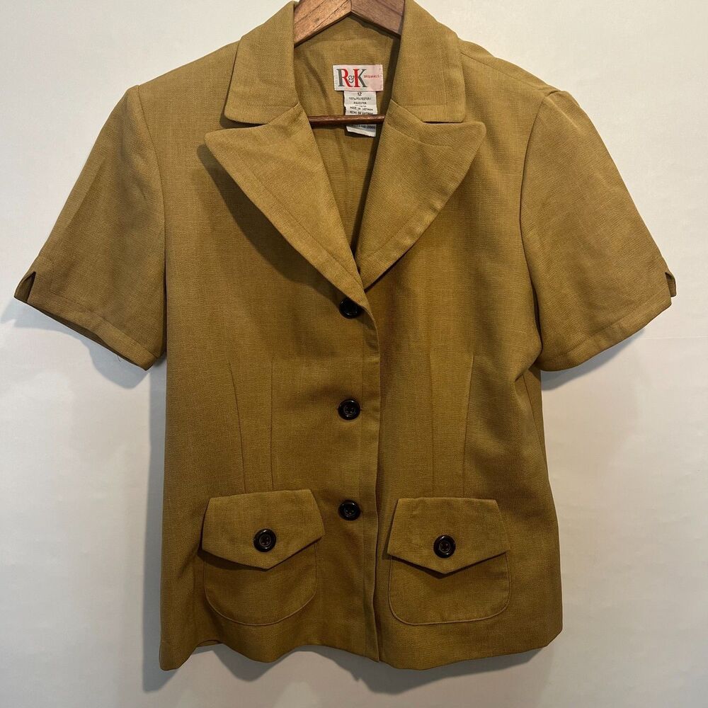 R&K Originals Brown Suit Jacket Short Sleeve Womens Size 12